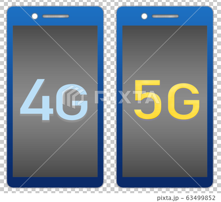 青いスマホ 4gと5g 黒背景のイラスト素材