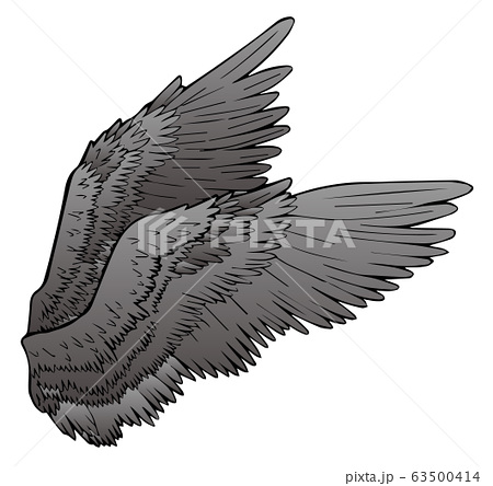 黒い翼のみ キャラクターの天使コスプレ 装飾などに のイラスト素材