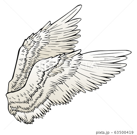 白い翼のみ キャラクターの天使コスプレ 装飾などに のイラスト素材