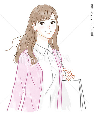 荷物を持った女性 荷物を持った女性 63501308