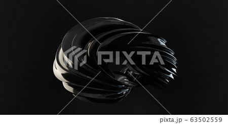 dark futuristic curvy torus object on black background 3D rendering illustration 63502559