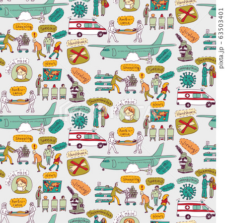 Epidemic pandemic virus scene people seamless pattern Epidemic pandemic virus scene people seamless pattern 63503401