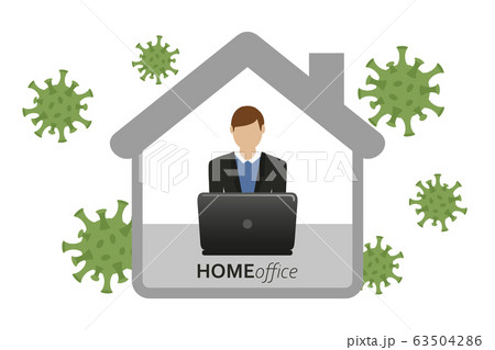 man in home office quarantine virus info graphic man in home office quarantine virus info graphic 63504286