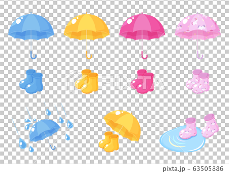 Illustration set of umbrella and boots Illustration set of umbrella and boots 63505886