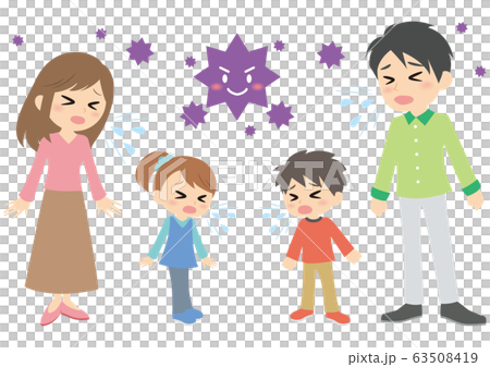 Parent and child coughing 63508419