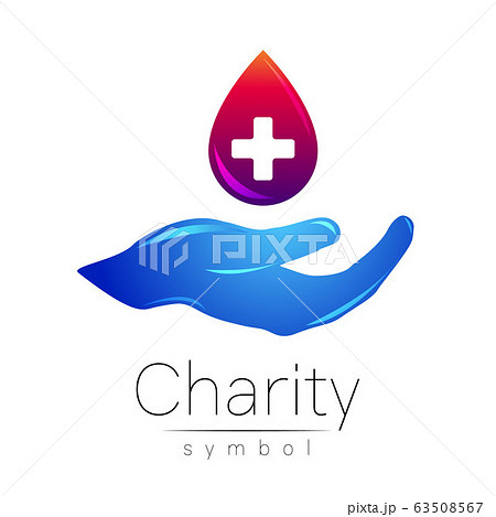 Vector illustration. Symbol of Charity. Sign hand isolated on white background.Blue Icon company, web, card, print. Modern bright element. orphans Help care blood Vector illustration. Symbol of Charity. Sign hand isolated on white background.Blue Icon company, web, card, print. Modern bright element. orphans Help care blood 63508567