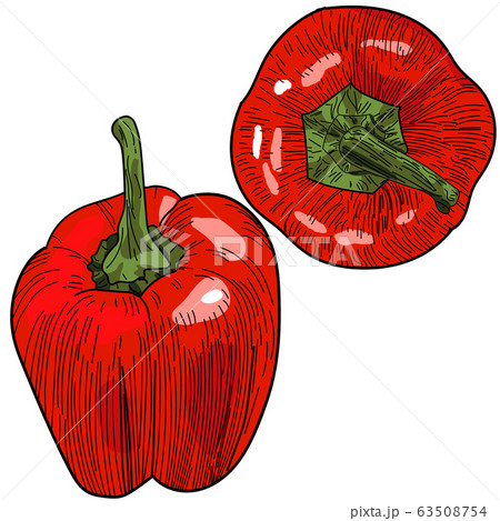 Whole red bell pepper with half isolated on white background. Whole red bell pepper with half isolated on white background. 63508754