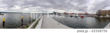 Panoramic view on the pier of Waren at Lake Mueritz 63508756