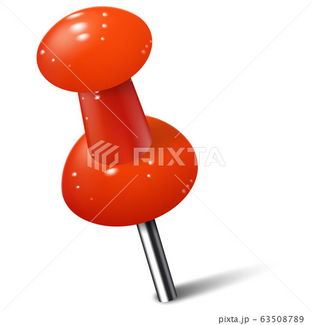 Realistic push pin in red color. Thumbtack 63508789