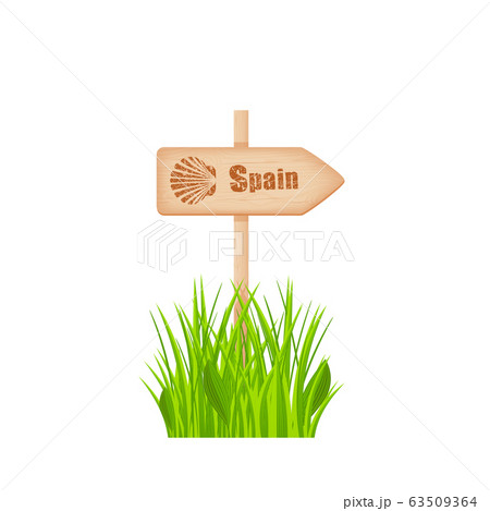 Camino de Santiago route sign on the pole 63509364