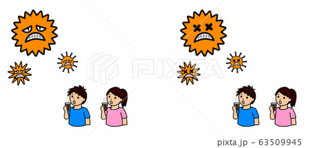 ウイルスを退治し風邪などの病気を予防するためにうがいをする人々 63509945