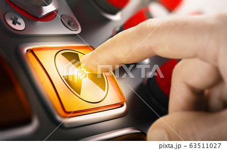Man Finger Pressing Nuclear Button 63511027