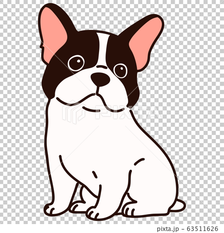 Sitting French Bulldog With Main Line Stock Illustration
