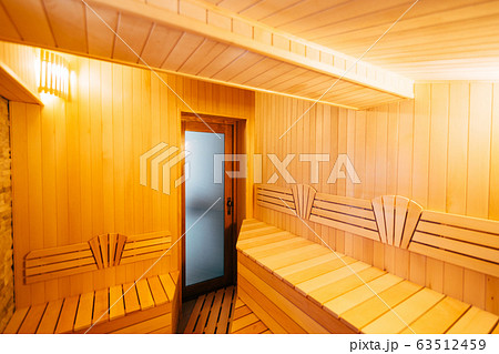 The interior of the classic wooden sauna 63512459