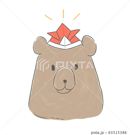 折り紙の兜をかぶったくま 折り紙の兜をかぶったくま 63515386