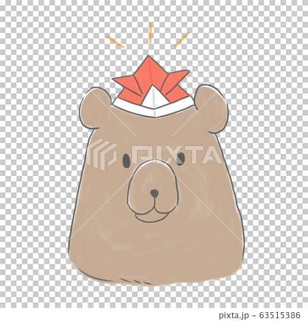 折り紙の兜をかぶったくま 折り紙の兜をかぶったくま 63515386