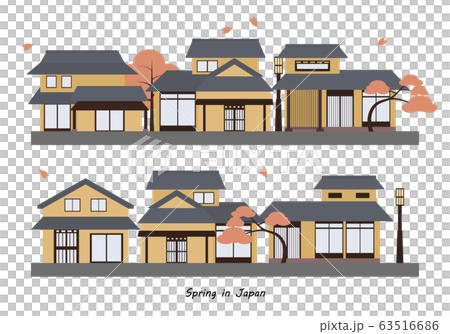 日本の伝統的な街並み　春　桜 63516686