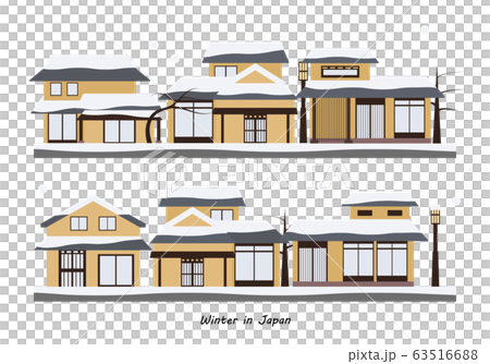 日本の伝統的な街並み　冬　雪 63516688