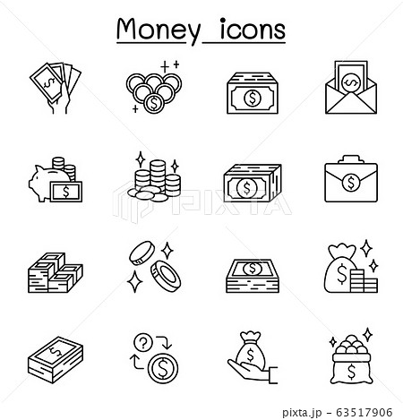 Money icons set in thin line style Money icons set in thin line style 63517906
