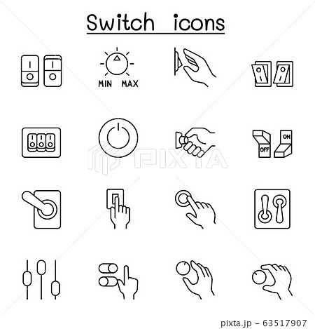 Switch icons set in thin line style 63517907