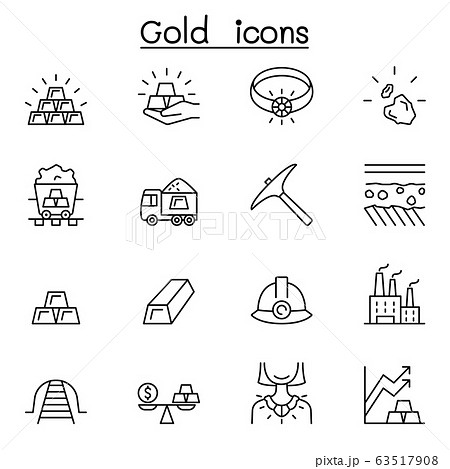 Gold icon set in thin line style Gold icon set in thin line style 63517908