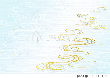 金色の水の流れ 背景は薄いブルー のイラスト素材