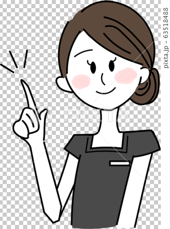 美容部員のまとめ髪のお姉さん ワンポイント のイラスト素材