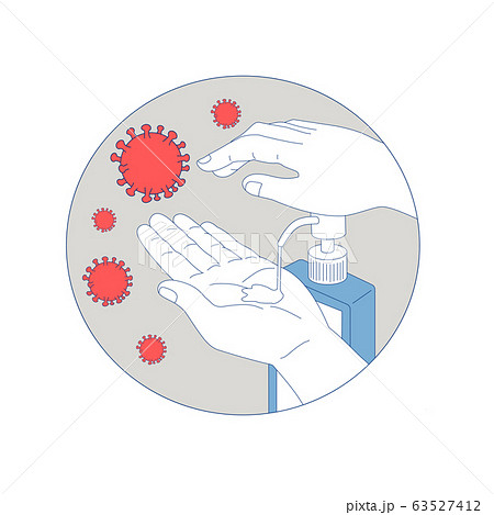 Coronavirus Hand Sanitizer Monoline Circle 63527412