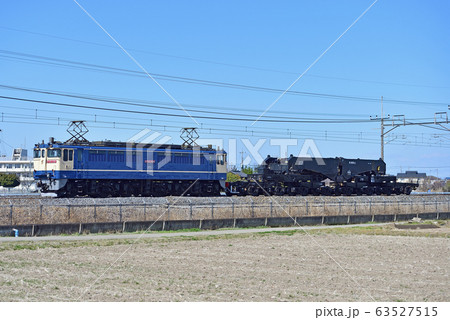 東北本線　栗橋ー東鷲宮　JR貨物　EF65-1081（新鶴見）＋シキ801B2 （小山） 63527515