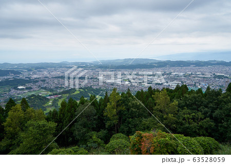 神奈川県 菜の花台展望台からの秦野市街の写真素材