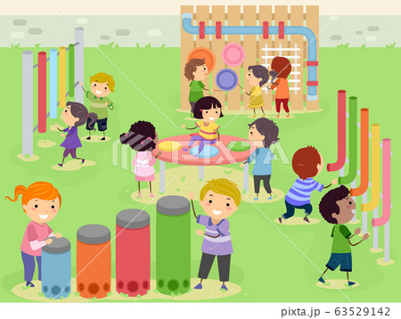 Stickman Kids Musical Sensory Garden Illustration 63529142