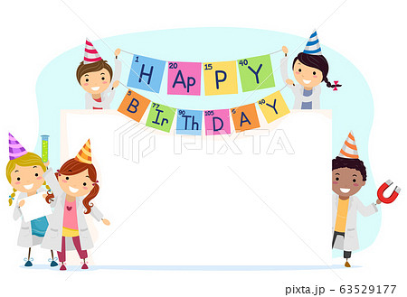 Stickman Kids Science Theme Board Illustration 63529177