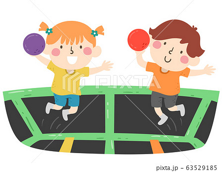 Kids Trampoline Dodgeball Illustrationのイラスト素材 63529185 Pixta