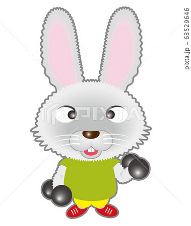 筋トレをするウサギのイラスト素材