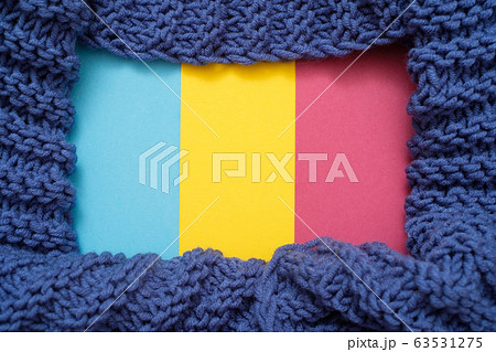 Colored blue yellow pink background with woolen Colored blue yellow pink background with woolen 63531275
