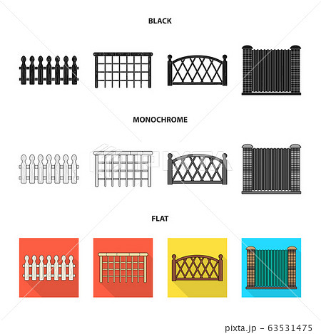 Isolated object of gate and fence sign. Set of gate and wall vector icon for stock. Isolated object of gate and fence sign. Set of gate and wall vector icon for stock. 63531475