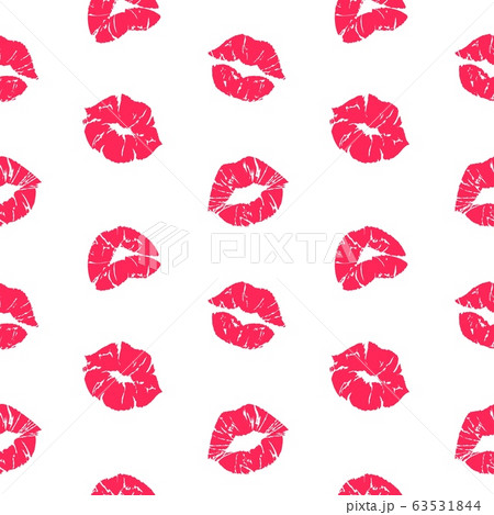 Lipstick kiss pattern. Woman lips with grunge texture, red female mouth seamless texture. Vector romantic print template Lipstick kiss pattern. Woman lips with grunge texture, red female mouth seamless texture. Vector romantic print template 63531844