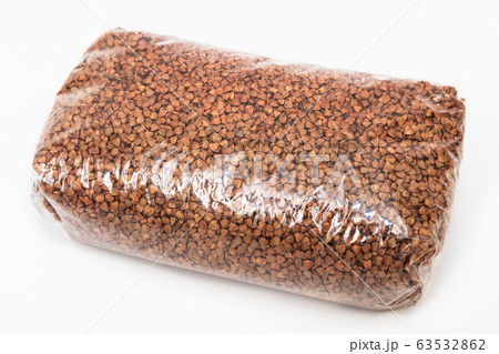 buckwheat in transparent bag on white background buckwheat in transparent bag on white background 63532862