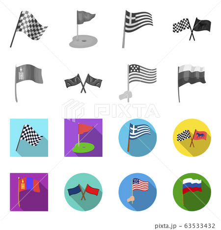 Vector design of world and flag sign. Set of world and ribbon stock vector illustration. 63533432