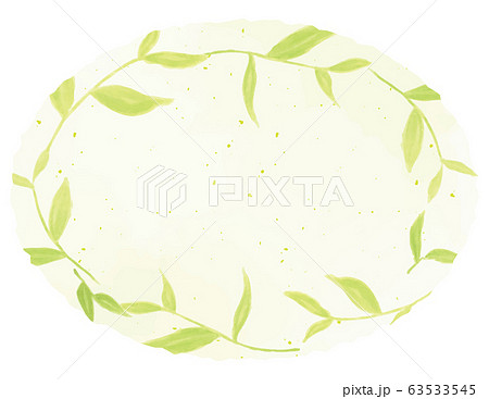手描きイラスト　お茶の新芽のフレーム　丸 63533545