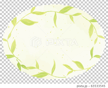 手描きイラスト　お茶の新芽のフレーム　丸 63533545