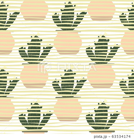 Houseplant cacti wallpaper. Hand drawn cactus in 63534174