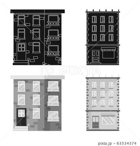 Vector illustration of municipal and center symbol. Set of municipal and estate stock vector illustration. 63534374