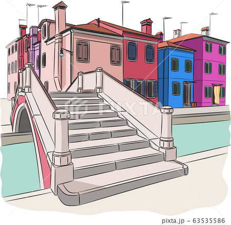 Old colorful houses on the island of Burano. 63535586