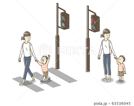 横断歩道をわたる大人と子ども 63536045
