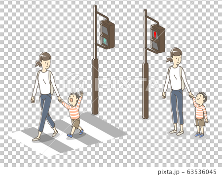 横断歩道をわたる大人と子ども 63536045