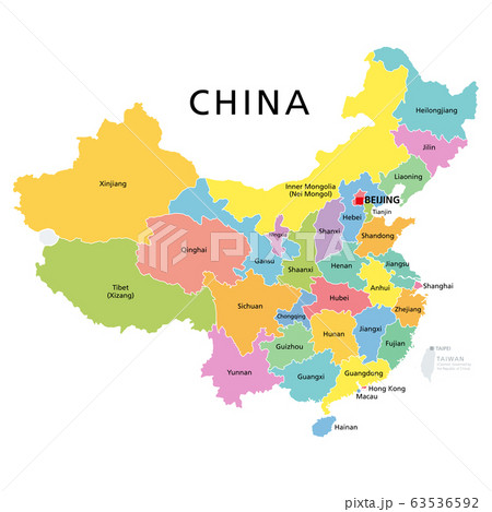 China Political Map With Multicolored のイラスト素材
