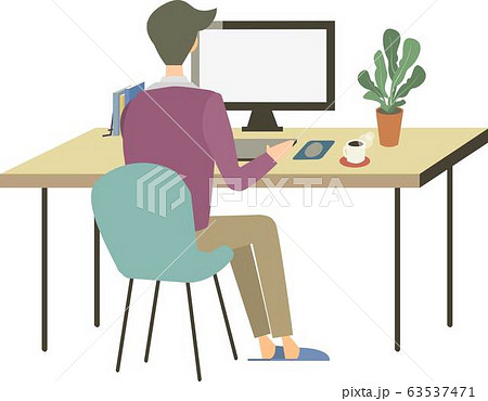 男性 デスクワーク テレワーク リモートワーク ビジネス 自宅 ベクター イラスト 男性 デスクワーク テレワーク リモートワーク ビジネス 自宅 ベクター イラスト 63537471