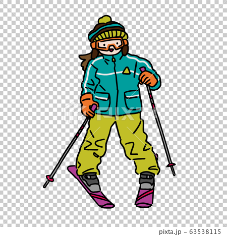 スキー 子供 女の子 のイラスト素材
