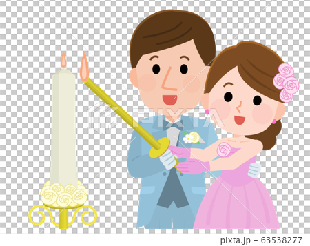 結婚式 披露宴 キャンドルサービス イラストのイラスト素材